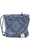 CHANEL Pre-Owned 22 체인 퀼팅 스티치 데님 미니 호보 백 | 블루 | FARFETCH KR