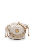 CHANEL Pre-Owned 2021-2026 미니 퀼팅 캐비어 트위스트 유어 버튼 드로스트링 버킷 백 | 화이트 | FARFETCH KR