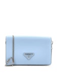Prada Pre-Owned 트라이앵글 로고 체인 플랩 백 브러시드 레더 스몰 크로스 백 | 블루 | FARFETCH KR
