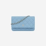 샤넬 클래식 체인 지갑 그레인드 카프스킨 & 골드 메탈 라이트 블루 Classic Wallet On Chain Grained Calfskin Gold Light Blue...