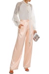 Mariela pussy-bow lace-paneled silk-georgette blouse | DIANE VON FURSTENBERG | Sale up to 70% off | THE OUTNET