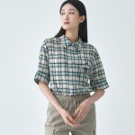 지센서동점 | (2컬러) 코튼체크 자수 스트링 블라우스 LCWSO537