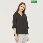 자수 포켓 블라우스 BABL04341_BK