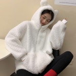 후리스 플리스 뽀글이 겨울 자켓 점퍼 집업 여성 남성 따뜻한 빅사이즈 곰돌이 후드 커플 잠바