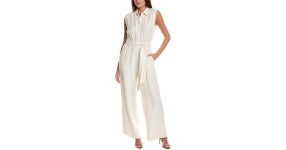 BCBG New York Wide Leg Jumpsuit in Natural | Lyst BCBG New York Natural Wide Leg Jumpsuit