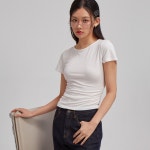 아미 마켓 영패션 살롱드욘 Basic Shirring Short Sleeve T_ White 24SUMBAYOHN3-IM - 에누리 가격비교