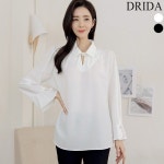 드리다 DB21305 가을 카라 진주 쉬폰 흰색 블라우스 검정 4 - 에누리 가격비교