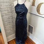 여신에띠임 | David's Bridal | Dresses | Davids Bridal Navy Sequin Floor Length Racer Back Dress Size 8 Unaltered | Poshmark David’s Bridal...