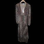 Ganni | Dresses | Ganni X Revolve Cheetah Print Long Sleeve... x Revolve Cheetah print long sleeve wrap midi dress size 36 or US...