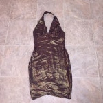 에띠임에스더 | 82% off bebe Dresses & Skirts - Bebe brown/gold shimmering halter dress from Gabriene's closet on Poshmark Bebe brown/gold...