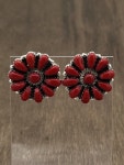 Native American Sterling Silver Navajo Handmade Red Coral Cluster Post Earrings - Etsy