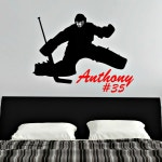 Personalized Hockey Goalie Decal With Name, Game Room Decor Hockey Decal Boys Room, Hockey Player Wall Sticker, Hockey Goalie...