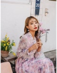 한비살롱(HANBI SALON) | TETEROT SALON Women's Dress Floral Pink Long Sleeve Midi Long Dress Hanbok Korean Party Vintage Party Dresses 핑크레이디...