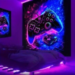 Control Art UV Blacklight Wall Tapestry, Neon Game Room, Dormitoryo, Sala, Silid-tulugan... 제어 아트 UV 블랙라이트 벽 태피스트리...