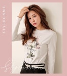 신태양속옷나라 | Pink Flower Print Round Neck Tee | 스타일, 속옷, 자켓