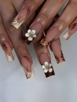 1pc Nail File,Easy To Wear 3D Flower Gelnails French Tip Press On Nails Art For Woman Girl Daily Work Wear Rave Party Use 24개 3차원 젤네일...
