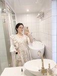앞뒤 프릴 원피스형 플라워 앞치마 : 대구공방 : 위드소잉