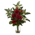 nearly natural Rose & Chryistam Floral Arrangement | 꽃꽂이