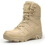 BORAMAX Men's Hiking Shoes Stealth Force Waterproof Black Tactical Boots, Men Leather Side Zip Military Combat Desert Boots...