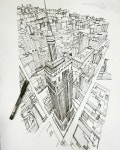 Awesome #cityscape #perspective #drawing by @_ariel0806. The detail on the… | 그래피티 벽화, 3점투시, 원근법