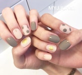 MYJJU Nail(마이쮸네일) | Korean Nail Idea #Akiwarinda | 네일 아이디어, 한국 네일, 땡땡이 네일