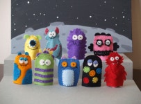 Monster Finger Puppet Set- Choose Any Three. $20.00, via Etsy. | 펠트 공예, 손가락 인형, 인형