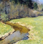 유화사진실 | Brook, Chester, Vermont," Willard Leroy Metcalf, 1923, oil on canvas, 25 3/4 x 25", private collection. | 풍경화, 풍경 유화, 예술