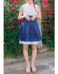 한비살롱(HANBI SALON) | TETEROT SALON Women's Wrap Skirt Hanbok Korean Vintage Retro Mini Short Navy Linen Skirts 미니 린넨 네이비 | Korean fashion...