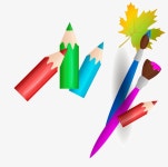 색연필&부구페인트 | 벡터 페인트 붓 과 색연필 나뭇잎 | Paint pens, Painting