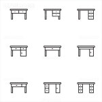 유토이미지 | 심플 라인 벡터 책상 가구 일러스트레이션 아이콘 9종 | Icon, Desk, Icon set