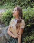 한비살롱(HANBI SALON) | TETEROT SALON Women's Jacket Hanbok Korean Floral Orange Vintage Short Sleeve Party Blouses Jeogori 저고리 들찬 | Summer jacket...