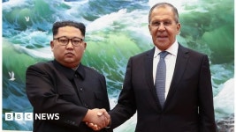 'All smiles' as Kim Jong-un and Sergey Lavrov meet - BBC News 'All smiles' as Kim Jong-un and Sergey Lavrov meet