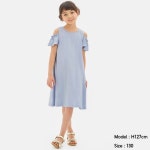 ㈜아이디크레페 | GIRLSオープンショルダーフリルワンピース(半袖) | GU(ジーユー)公式通販オンラインストア