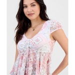 매든걸(Madden Girl) | 매든걸 주니어스 레이스 행키 헴 탑 Juniors Lace Hanky-Hem Top 25894555 Ballet Slipper Patchwork 154882283...