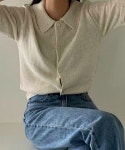 입따 ipdda 입따 카라 버튼 반팔 숏 니트 CD 3컬러 린넨 혼방 간절기 여름 크롭 여성 가디건