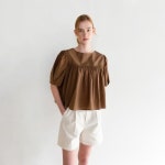 아바몰리 아미마켓 BOAT-NECK SHIRRING BL _BROWN AFU-SHB403-10-IM - 에누리 가격비교