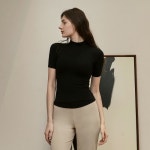 데비웨어(DEVIWEAR) 여성 요가복 DEVI-T0097-화이트 필라테스 제인 하프넥 기모 반팔티 - 사이즈 & 후기 | 무신사