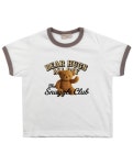 비치스앤 크림 키즈(BEACHESAND CREAM KIDS) 스너글 베어 링거 티셔츠-빈티지 브라운(Snuggle bear Ringer T-shirt vintage brown)...