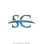 Sc Initial Company Blue Swoosh Logo 스톡 벡터(로열티 프리) 313834436