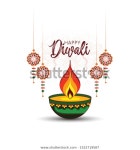 Vector Illustration Burning Diya On Happy 스톡 벡터(로열티 프리) 1522719587