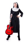 첼로수녀복 | Nun playing guitar isolated on white | 유토이미지 | 상세페이지 | 베이직샵 | 사진 | 19787324