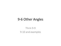 9-6 Other Angles Thrm and examples. Examples EF is tangent to the circle A Measure of arc GB is 110 degrees Angle E is 30 degrees...