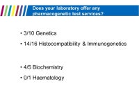 A SURVEY OF CURRENT PHARMACOGENETIC TESTING IN THE UK AND IRELAND Simon Ramsden, Nikki Gambhir, Jennifer Higgs, Kay Poulton...