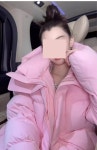 로즈엘레이디 연 러블리 베이비 핑크 다운 덕 다운 후드 루즈 패딩 점퍼