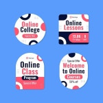 평면 디자인 온라인 대학 레이블 템플릿 | 무료 벡터