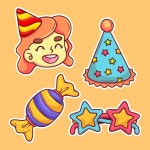 손in손스타일 | 손으로 그린 스타일로 설정 생일 sitckers | 무료 벡터