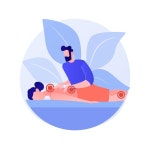 소루힐링대체요법센터 | 전문 마사지 요법 추상적 인 개념 벡터 일러스트 레이 션. 전문 스포츠 치료, 마사지 부상 치료, 웰빙 서비스, 스파 휴식, 대체 의학 추상 은유....