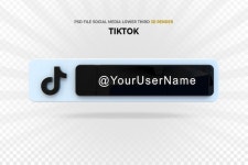 TICKOREA미디어 | Tiktok 로고 소셜 미디어 하단 세 번째 3d 렌더링 | 프리미엄 PSD 파일