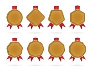 Premium Vector | Blank banner label ribbon set. collection of badges with polygon shapes. vector illustration