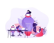 Coworking 공간 그림 비즈니스 사람들이 팀웍 벡터 평면 디자인 비즈니스 사람들이 사무실 | 프리미엄 벡터